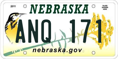 NE license plate ANQ171