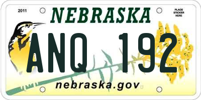 NE license plate ANQ192