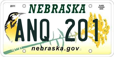 NE license plate ANQ201