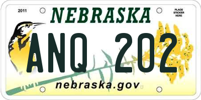 NE license plate ANQ202