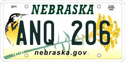 NE license plate ANQ206