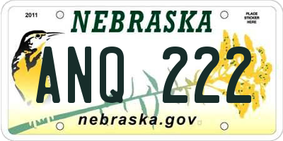 NE license plate ANQ222