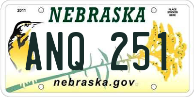 NE license plate ANQ251