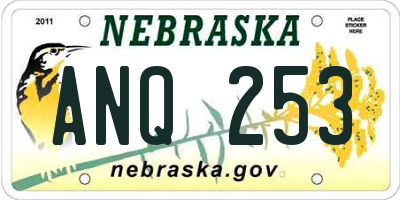 NE license plate ANQ253