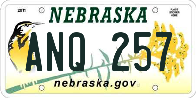 NE license plate ANQ257