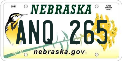 NE license plate ANQ265