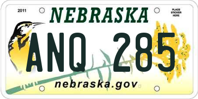 NE license plate ANQ285