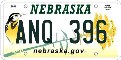 NE license plate ANQ396