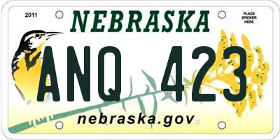 NE license plate ANQ423