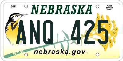 NE license plate ANQ425