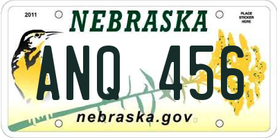 NE license plate ANQ456