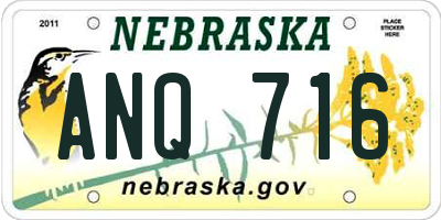 NE license plate ANQ716