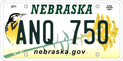 NE license plate ANQ750