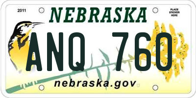 NE license plate ANQ760