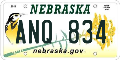 NE license plate ANQ834