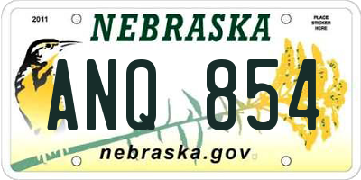 NE license plate ANQ854