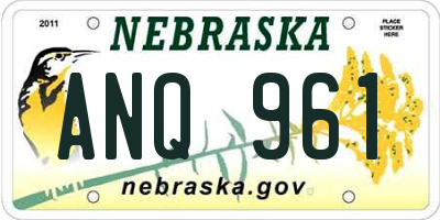 NE license plate ANQ961