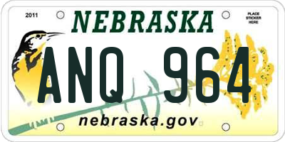 NE license plate ANQ964