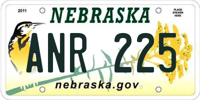 NE license plate ANR225