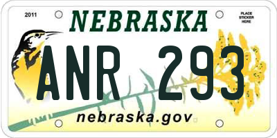 NE license plate ANR293