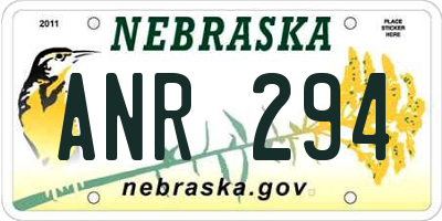 NE license plate ANR294