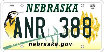 NE license plate ANR388