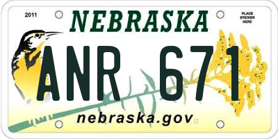 NE license plate ANR671