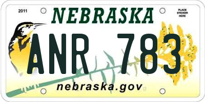 NE license plate ANR783