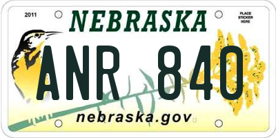 NE license plate ANR840