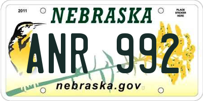 NE license plate ANR992
