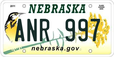 NE license plate ANR997