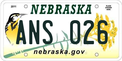 NE license plate ANS026