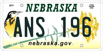 NE license plate ANS196
