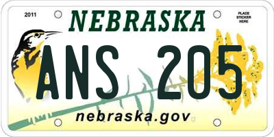 NE license plate ANS205