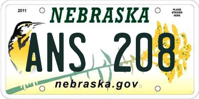 NE license plate ANS208