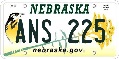 NE license plate ANS225