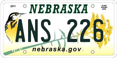NE license plate ANS226
