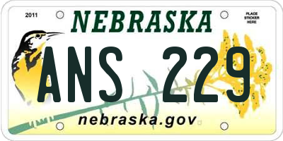 NE license plate ANS229
