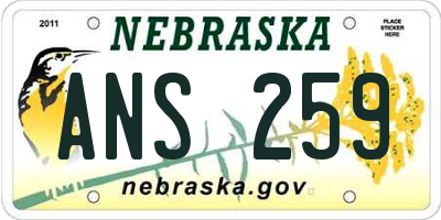 NE license plate ANS259