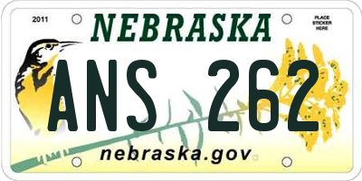 NE license plate ANS262