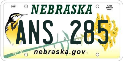 NE license plate ANS285
