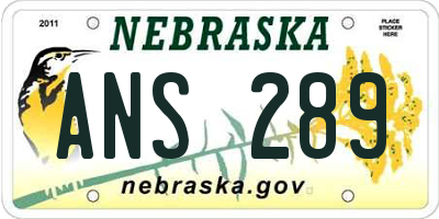 NE license plate ANS289