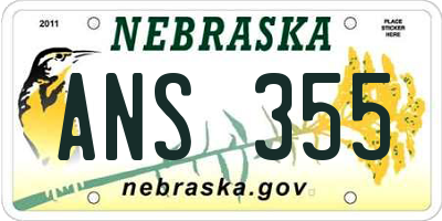 NE license plate ANS355