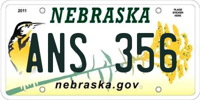NE license plate ANS356