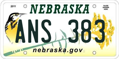 NE license plate ANS383