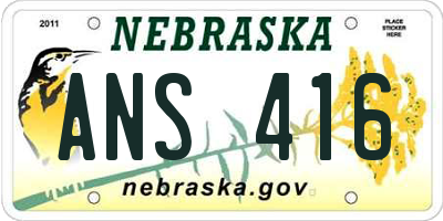 NE license plate ANS416