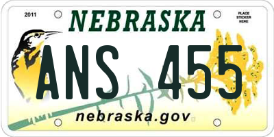 NE license plate ANS455