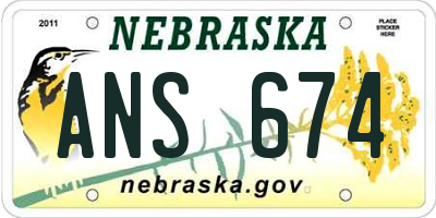 NE license plate ANS674