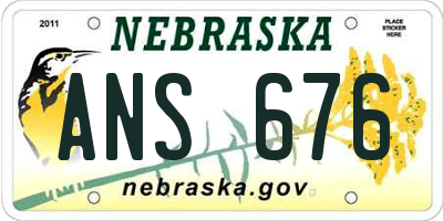 NE license plate ANS676