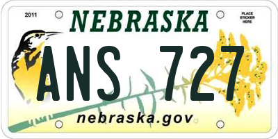 NE license plate ANS727